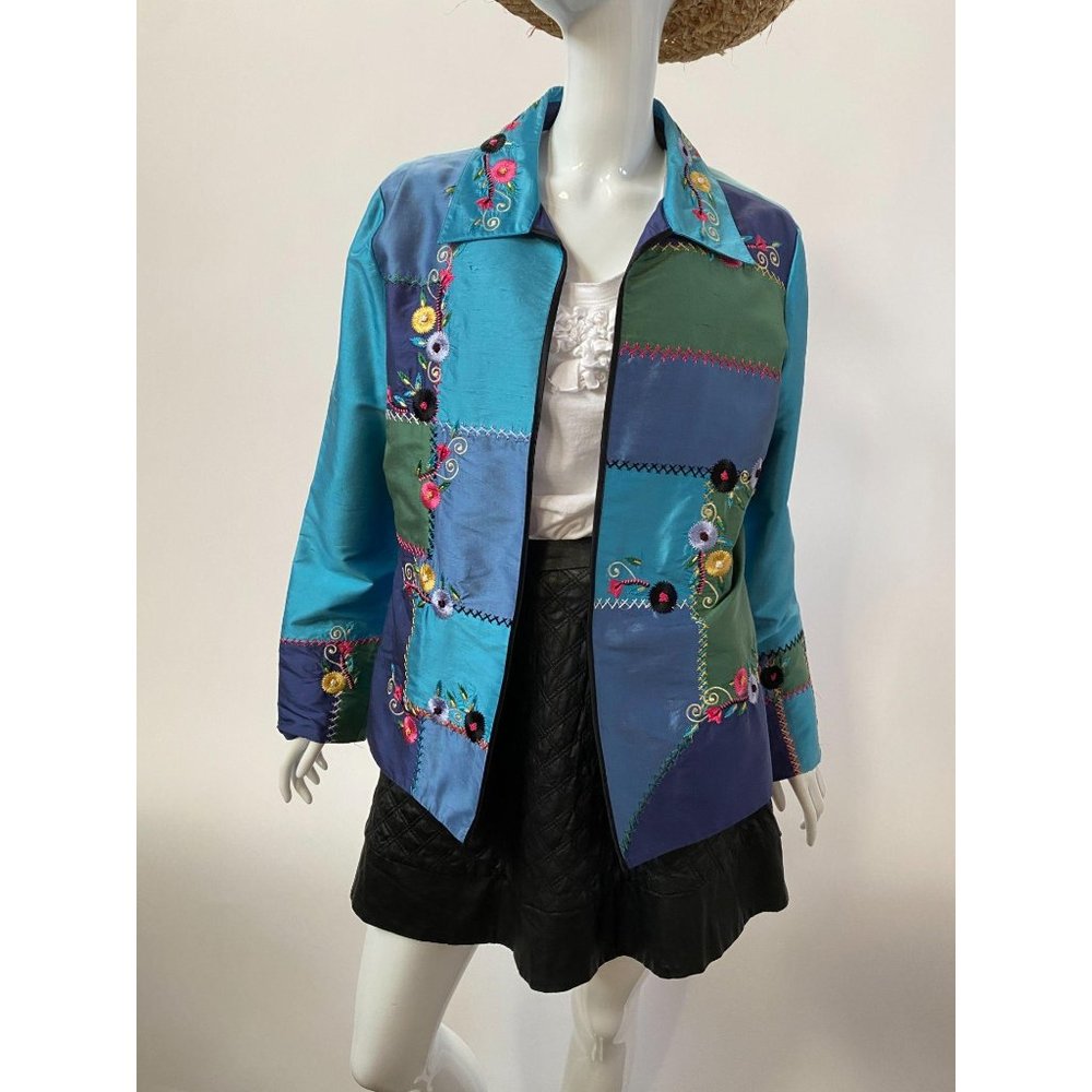 Blue Embroidered Jacket By August Max - image 1
